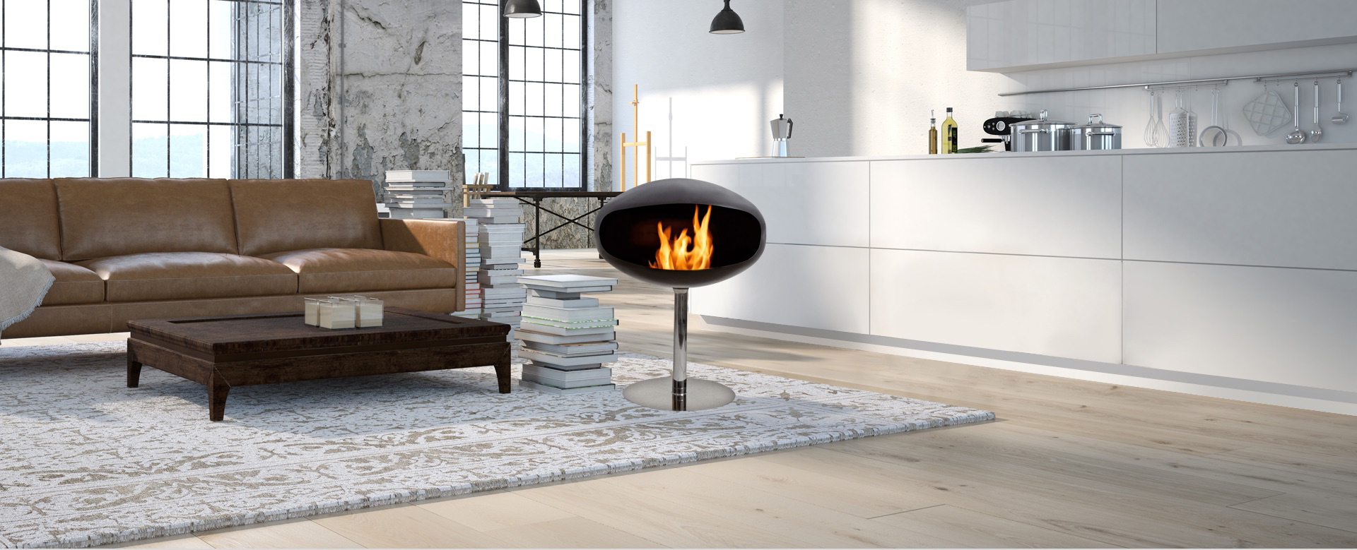 Pedestal: luxury bioethanol fireplace with contemporary design